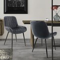 B-Ware 2er Set Esszimmerstühle Wohnzimmerstühle Küchenstuhl Anthrazit Samt
