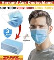 50-500x Mundschutz Masken Einweg OP 3-Lagig Nasen Atemschutz Gesichtsmaske 