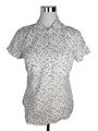 H&M Bluse Damen Gr. 40 Kurzarm Weiß Leicht Taschen T-Shirt Blättermotiv
