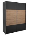 Schwebetürenschrank Kleiderschrank Schlafzimmerschrank Eiche Grau B 181 cm