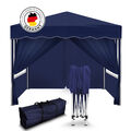 Falt Pavillon 100% WASSERDICHT 4 Seiten Dachmaß 3x3m Garten Zelt Pavillion Blau