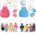 Puppenfamilien Puppenhaus für Kinder Spiel Geschenk Holz Chef-Set Koch-Backset.