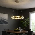 Pendelleuchte Hängelampe Esstischlampe Ring Kristalle rauch klar LED H 130 cm