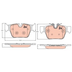 1x ORIGINAL® Trw GDB2384 Bremsbelagsatz, Scheibenbremse Hinten, exkl.