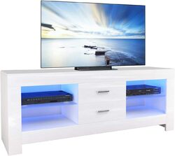 LED Beleuchtung TV Lowboard Weiß Hochglanz Board Schrank Fernsehtisch Kommode