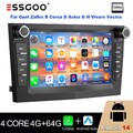 Android 14 Autoradio GPS 4+64G Für Opel Zafira B Corsa D Astra H Vivaro Vectra C