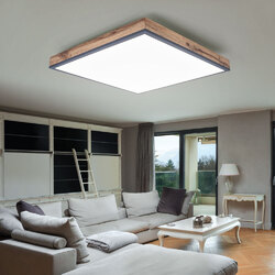 Deckenleuchte Aufbaupanel Deckenpanel Wohnzimmerlampe Holz Optik LED ALU L 45 cm