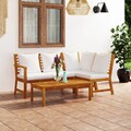vidaXL 4-tlg. Garten-Lounge-Set mit Auflagen Creme Massivholz Akazie