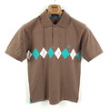 Fred Perry Poloshirt Herren S Braun Weiß Türkis Regular Fit Rauten Polo Hemd