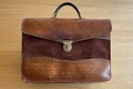 Aktentasche aus Leder, vintage, handgefertigt In Italien
