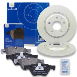 2x ATE Bremsscheibe Ø253mm + Ceramic Beläge hinten passend für VW Golf 5 Audi A3