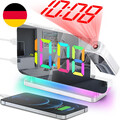 Projektionswecker, 18.7 Cm LED Spiegel Digitaluhren Großes Display, Mit 180° Dre