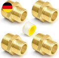 4 Stück Reduzierung 3/4 auf 1/2, Messing Doppelnippel Reduziert Reduziernippel A