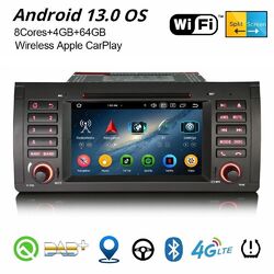 Android 13 CarPlay 64GB DAB+ Autoradio 8-Kern DSP Navi WiFi OBD2 TPMS BMW X5 E53