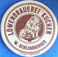 Alter Bierdeckel VK Löwenbrauerei W. Schlumberger Kuchen um 1936 mit Impressum