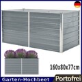 Hochbeet Gartenbeet Pflanzbeet Frühbeet 160x80x77cm Garten Verzinkter Stahl Grau