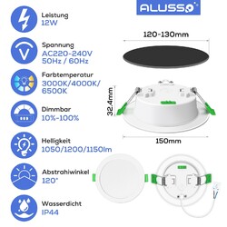 8W/10W LED Einbaustrahler Dimmbar 1050LM Flach Panel Deckenleuchte Spot Strahler
