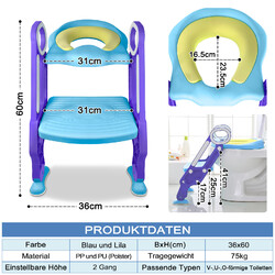 Toilettentrainer Kinder Toilettenstuhl WC Toilettensitz Verstellbar mit Treppe #