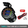 12V QC 3.0 PD USB Auto KFZ Steckdose Dual USB Ladegerät Buchse Dose KFZ Einbau