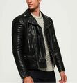 Herren Schwarz Gesteppt Stil Café Racer Biker Jacke Echt Lammleder Leder Moto