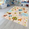 Kinderteppich Babyzimmer Teppich Kinderzimmer Rutschfest Tiere Weltkarte Autos