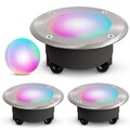 3er Set VISKOS Bodenstrahler IP67 flach rund mit WiFi RGB LED GX53 6W dimmbar