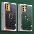 Hülle für Samsung S23 Ultra S22 S21 A53 A13 Krokodil Leder Magnetic Holder Cover