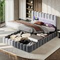 Polsterbett Doppelbett 180x200cm Ehebett mit Stauraum Bettkasten LED&USB-Laden