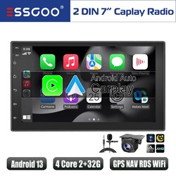 7" 2DIN Carplay Autoradio Android 13 2+32G GPS NAV RDS Wifi Touch Screen Mik Kam