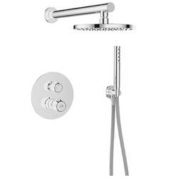 BADLAND Duschsystem Unterputz Armatur Set PRETTO Silber mit Kopfbrause