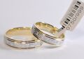 1 Paar Trauringe Hochzeitsringe Gold 333 - Bicolor - Breite 5,0mm - Top Design !