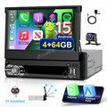 Flip Out Android 15 Carplay Autoradio 1 DIN 7 Zoll 4+64G GPS Navi WiFi SWC +Kam
