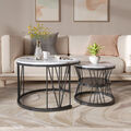 Couchtisch 2er Set Rund Satztische Marmor Optik Wohnzimmertisch Beistelltisch