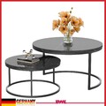 2er Set Couchtisch Marmor Optik Beistelltisch Wohnzimmertisch Rund Satztisch DE⭐