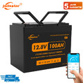 Bluetooth Lithium Batterie 12V 100Ah LiFePO4 Smart Akku Wohnmobil 6000+ Zyklen
