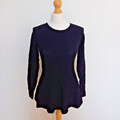 Claudie Pierlot UK 8-10 Größe 2 schwarz Rundhals Strick Top Pointelle Ärmel