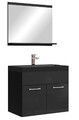 Badezimmer Badmöbel-Set Montreal 02 60cm Waschbecken Schwarz - Hochglanz Schwarz