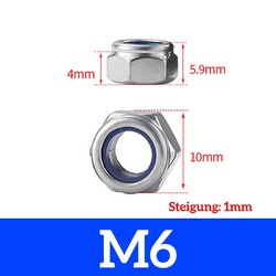Selbstsichernde Muttern Edelstahl Sechskant Stoppmuttern DIN 985 A2 V2A rostfrei