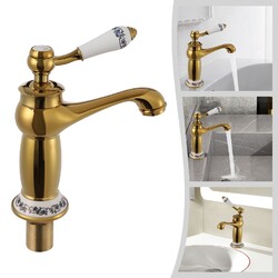 Messing Waschtisch Armatur Retro Wasserhahn Bad Waschbecken Mischbatterie Antik