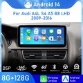 10,25" Android 14 Autoradio 128GB GPS Navi 4G LTE Für Audi A4/A5/B8/S4 2009-2016