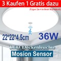 LED Deckenleuchte mit Bewegungsmelder Deckenlampe Sensor Küche Bad Flur Lampe