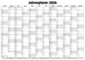 Jahresplaner Wandkalender Wandplaner Kalender 2026 - DIN A4 A3 A2 A1 - gefaltet