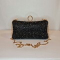 Abend-Clutch schwarz Midnight Kristall Diamant Hartschale verziert