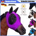Schwarz Pferd Anti Fliegenmaske Kapuze Vollgesichtsnetz Schutz Anti-UV Neu
