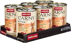 Animonda Carny Kitten Katzenfutter, Nassfutter, Rind, Kalb + Huhn, 6 X 400 G