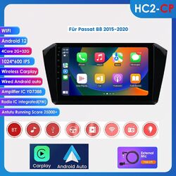 Carplay Android Auto Android12 Autoradio WIFI Nav GPS Für VW Passat B8 2015-2020