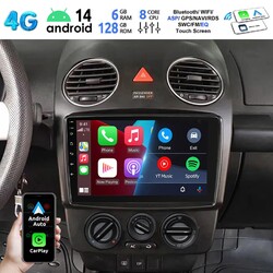 8Core 6+128G Android 14 CarPlay Autoradio 4G WiFi GPS Navi Für VW Beetle 2001-10