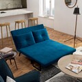 HOMCOM Schlafsofa, Zweisitzer mit Bettfunktion, Schlafcouch mit Samtoptik Beige