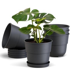 Blumentöpfe 5er Set mit Untersetzer Blumentopf Pflanztöpfe Plflanzkübel Töpfe