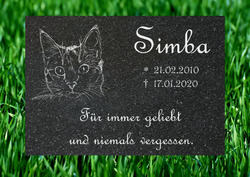 Grabstein Tier Gedenktafel Gedenkplatte Katze Granit Stein mit Gravur 30x20cm